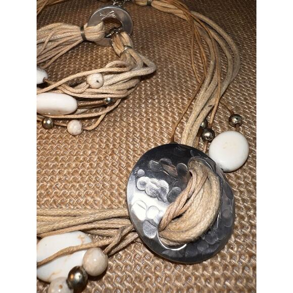 Wendell August Forge Metal & Stone Handmade Vintage Necklace & Bracelet Set - Picture 2 of 11